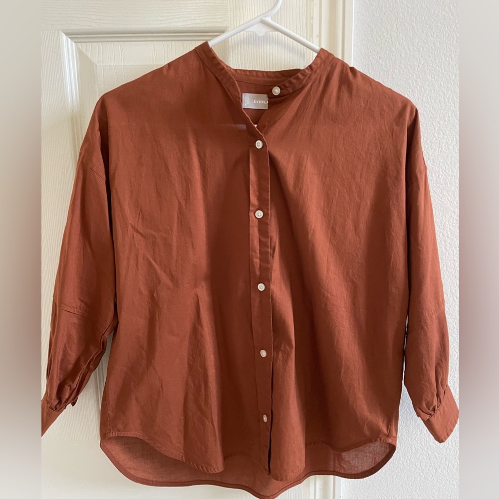 Everlane Air Cotton Collarless Button Down